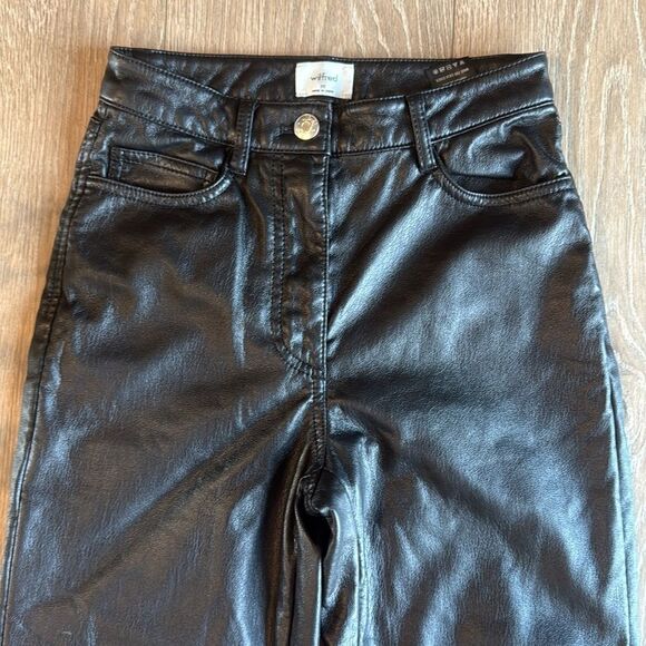 ARITZIA WILFRED MELINA BLACK VEGAN LEATHER STRAIGHT LEG PANT SZ 00 BUTTERY SOFT - Picture 6 of 9